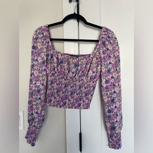 Purple floral long sleeve top